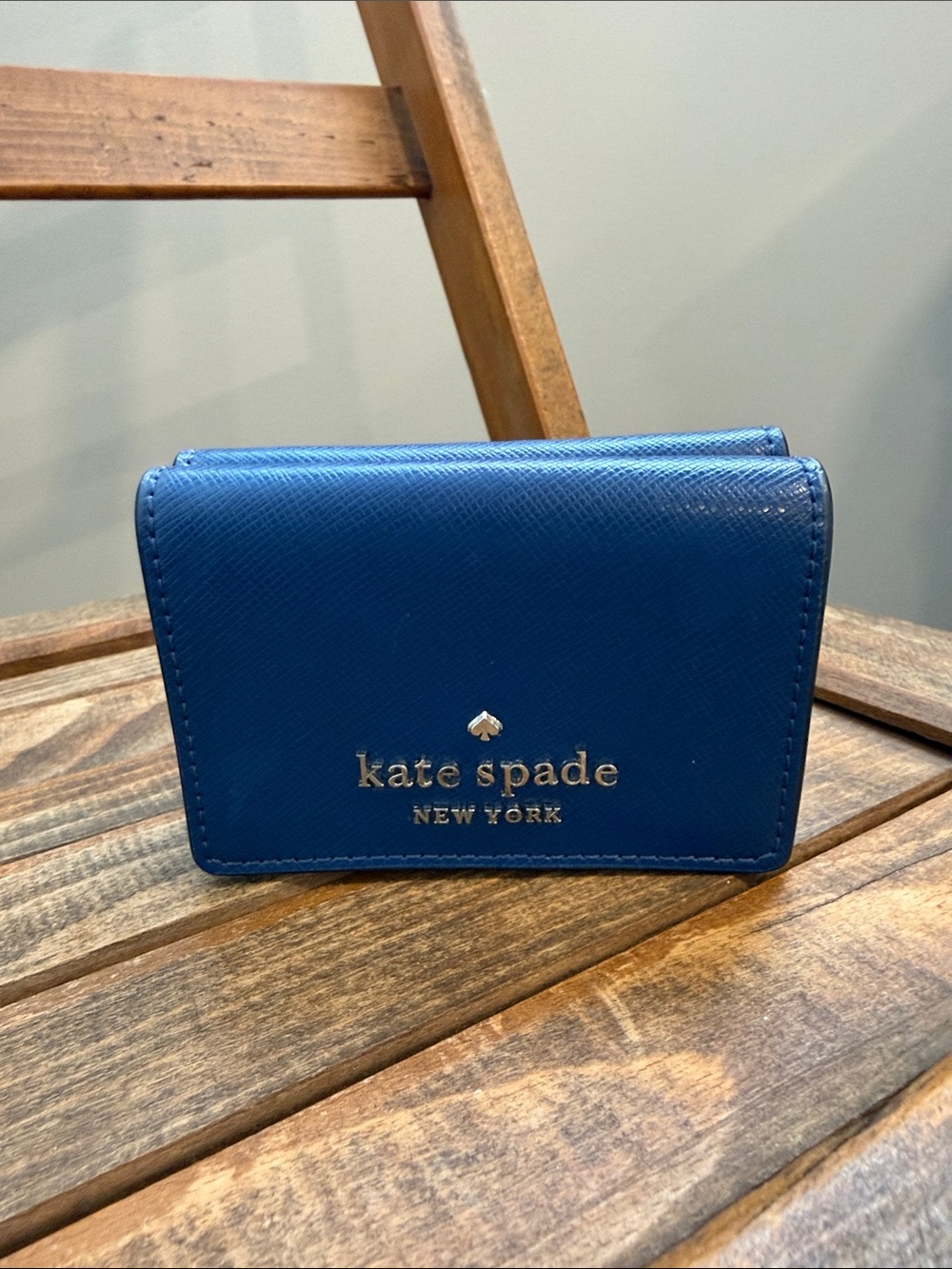Kate Spade Blue Saffiano Leather Card Wallet Bifold